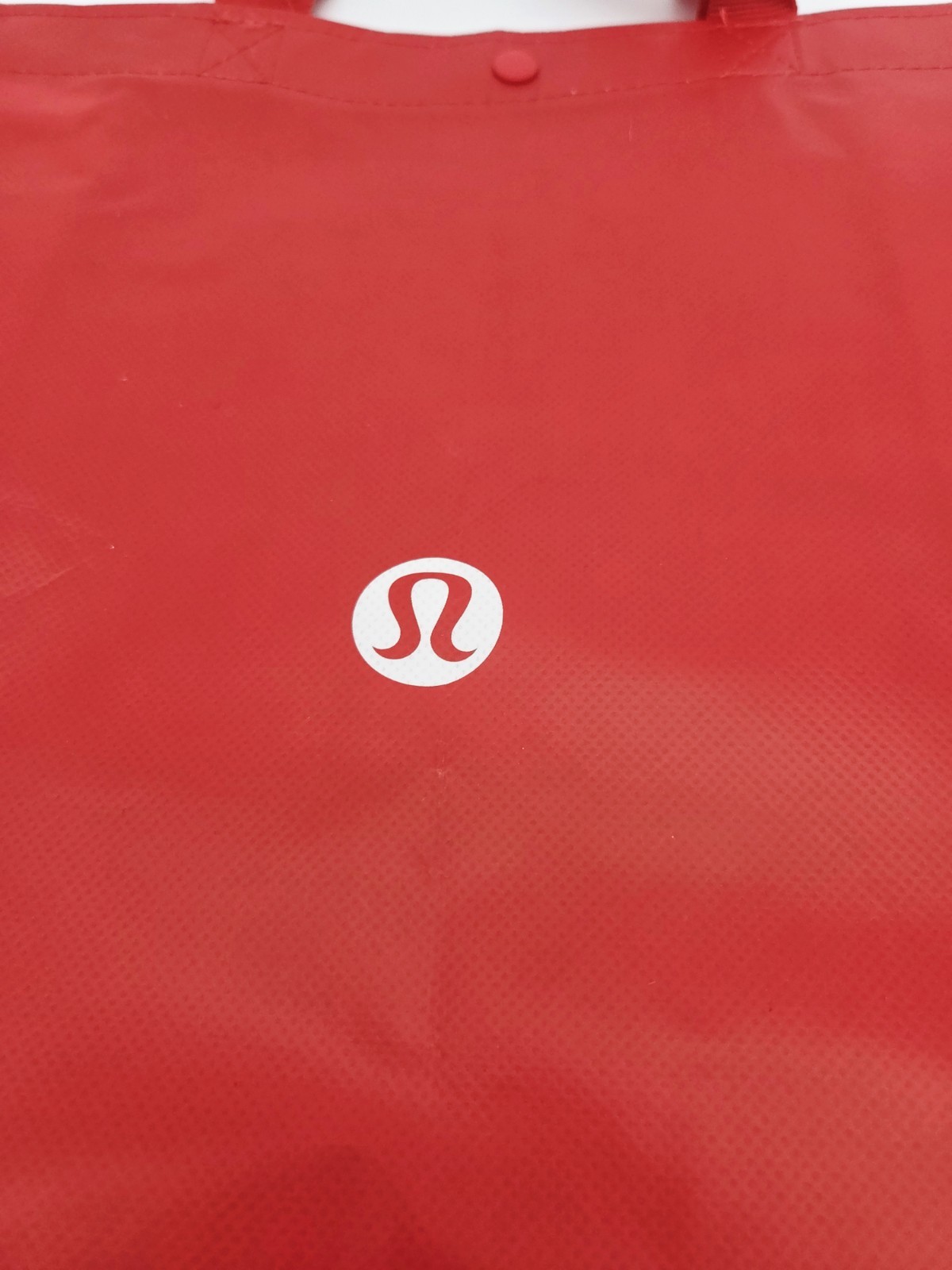 Lululemon Red White Foldable Plastic All-Over Reusable Shopping Bag Tote LARGE