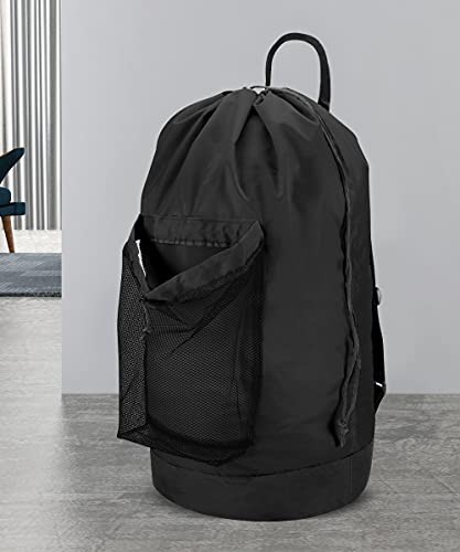 Backpack Laundry Bag 115L Large Hamper w/ Shoulder Straps Drawstring Black