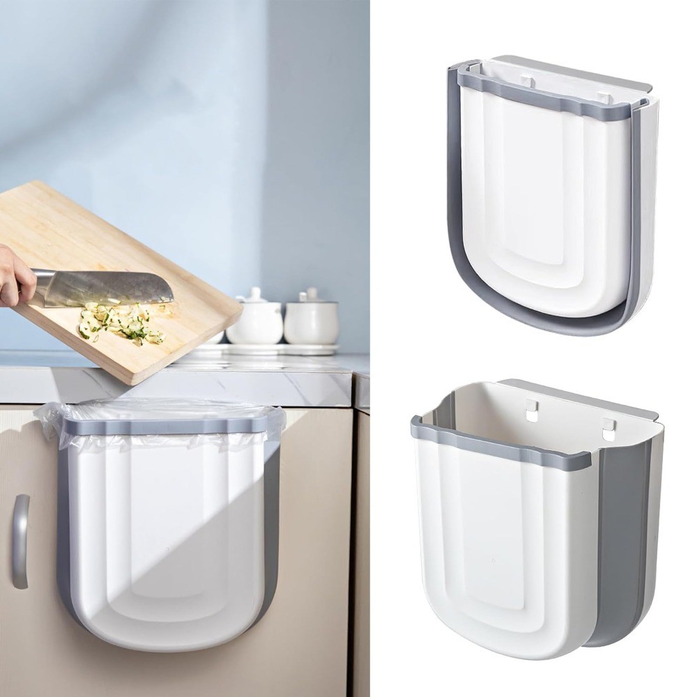 Foldable Hanging Kitchen Trash Can Counter Top Cabinet Mounted 2.4 Gallon Small