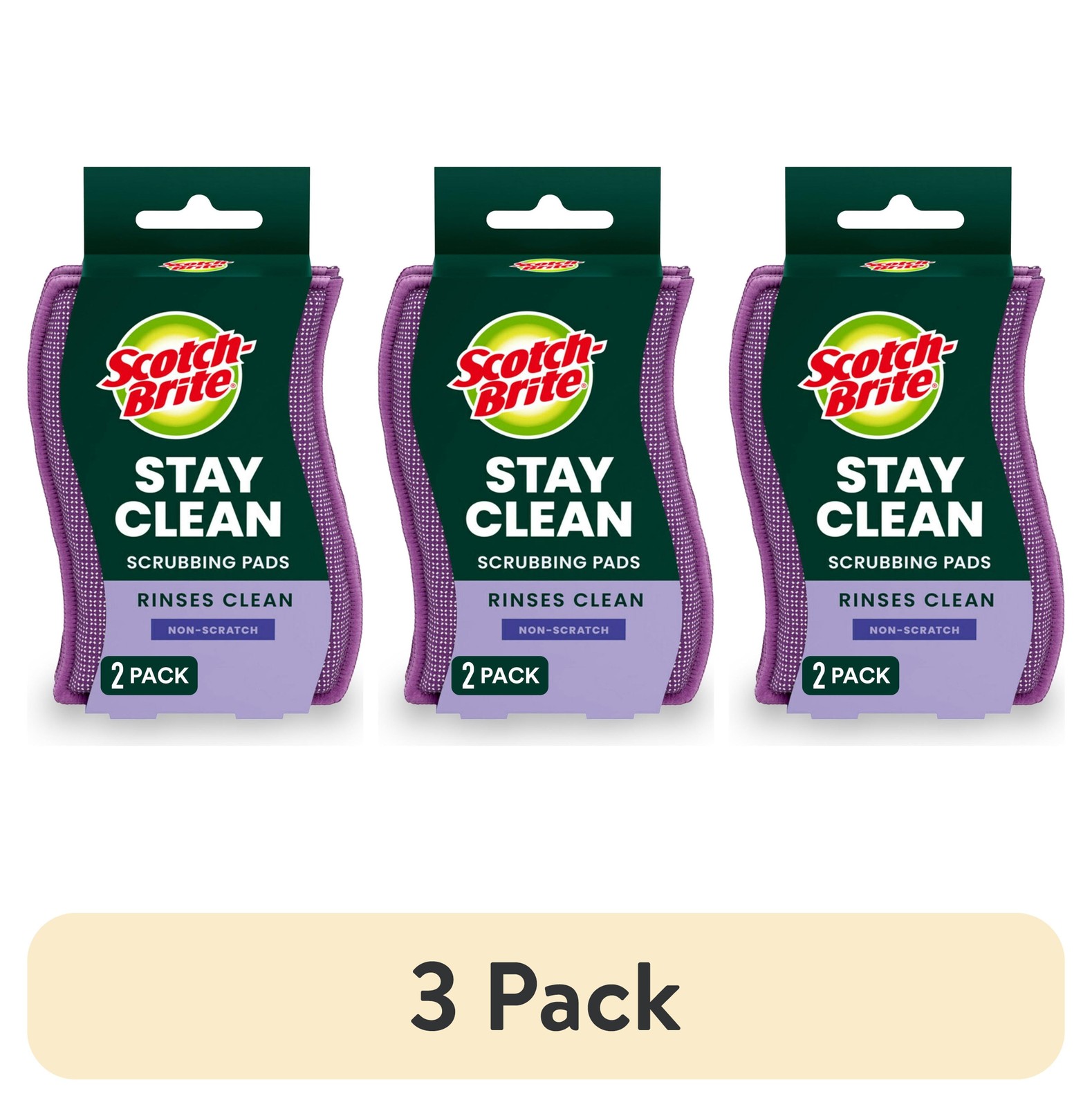 (3 pack) Scotch-Brite Dobie Stay Clean Scrubbers, 2 Count