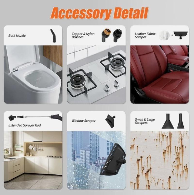 1.2L Handheld Steam Cleaner High Pressure Household Car Steam Cleaning Machine