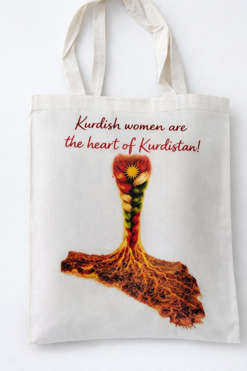 Kurdish Women Heart of Kurdistan Tote Bag 32×36 cm Cotton (Small Defect)