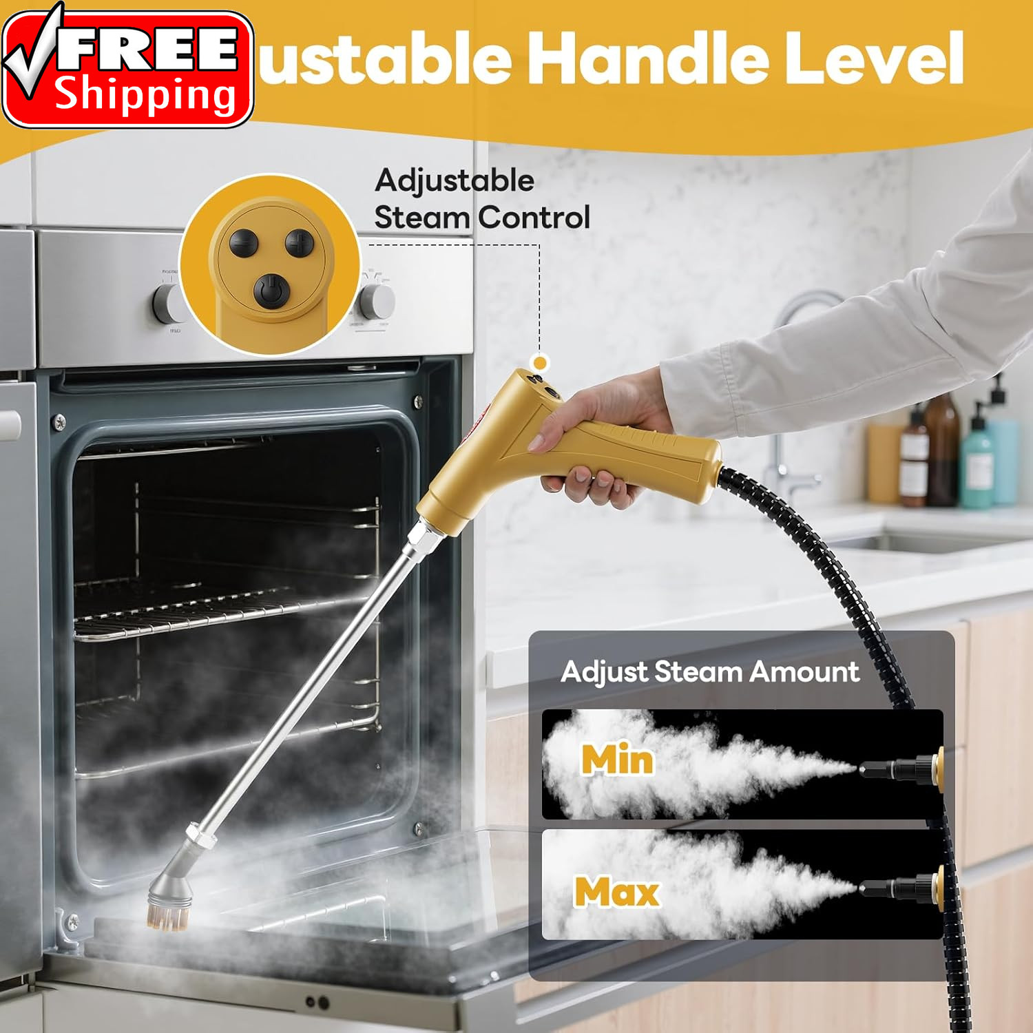 Handheld Steam Cleaner, 10S Fast Handheld Heating Steamer for Cleaning 15-In-1 H