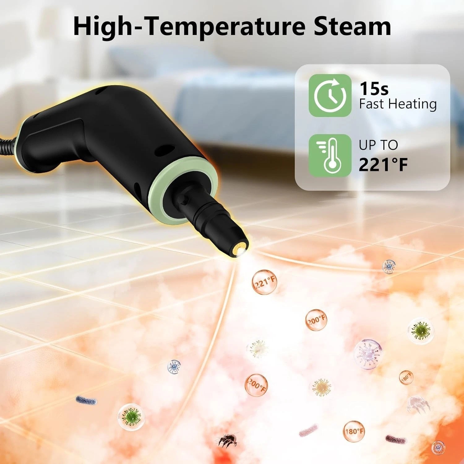 Versatile 1500W Portable Steam Cleaner for Home & Car Detailing – Eco-Friendly