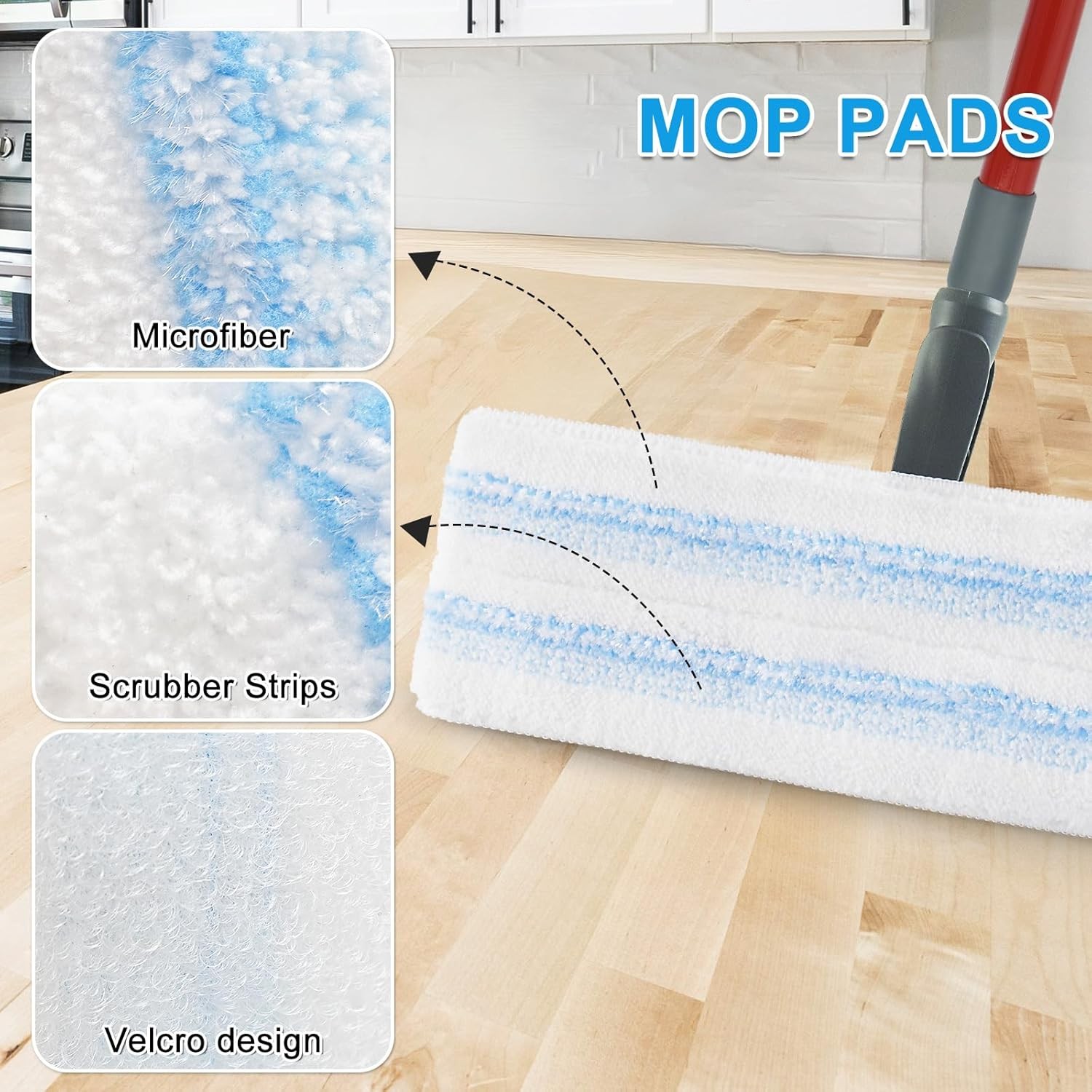 Mop Replacement Pads for Ocedar H2prO Flat Mop, 4 Pack Mop Refills for O-Cedar H