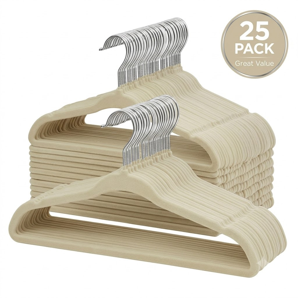 25 Premium Kids Velvet Hangers – 14″ Non-Slip Clothes Hangers for Kids