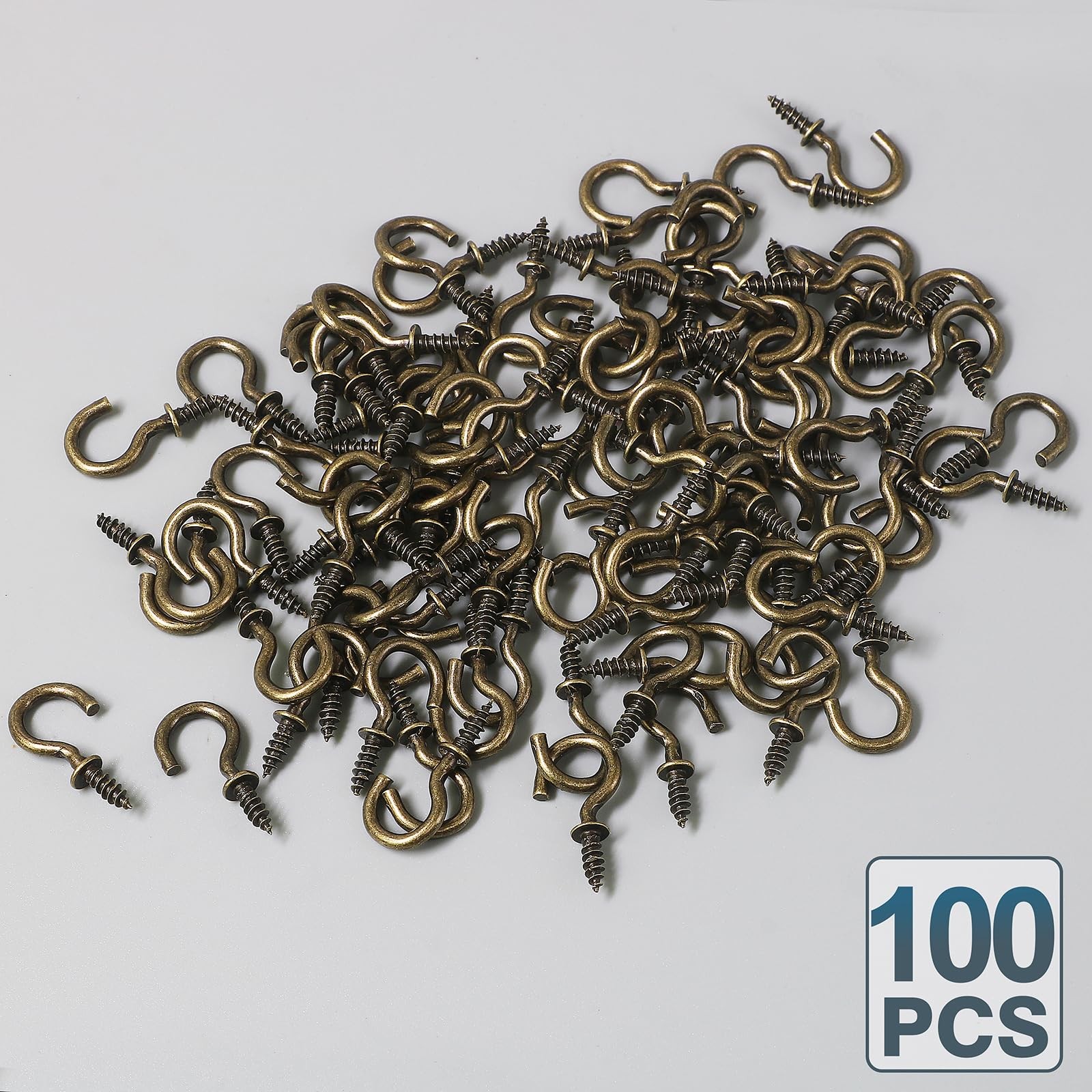Bronze Nickel Plated Metal Cup Hooks 1/2 Inch Ceiling Screw In 100 PCS