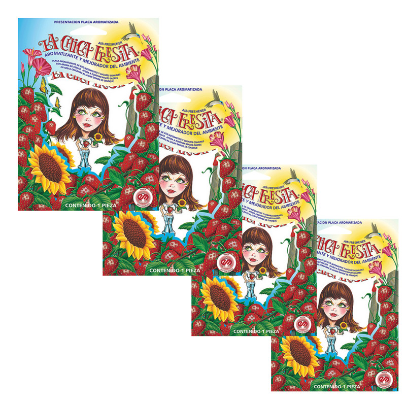 LA CHICA FRESITA Car Air Freshener Deodorant Strawberry Fresa Aromatizante 4 PCS