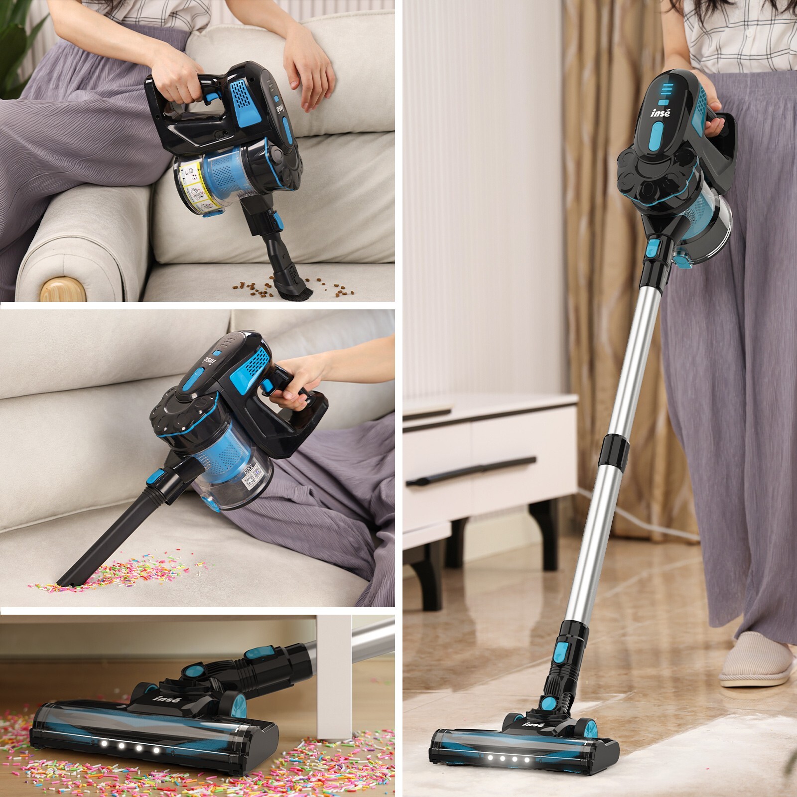 Cordless Vacuum Cleaner Stick Vacuum up to 40min 6In1 For Household Cleaning New