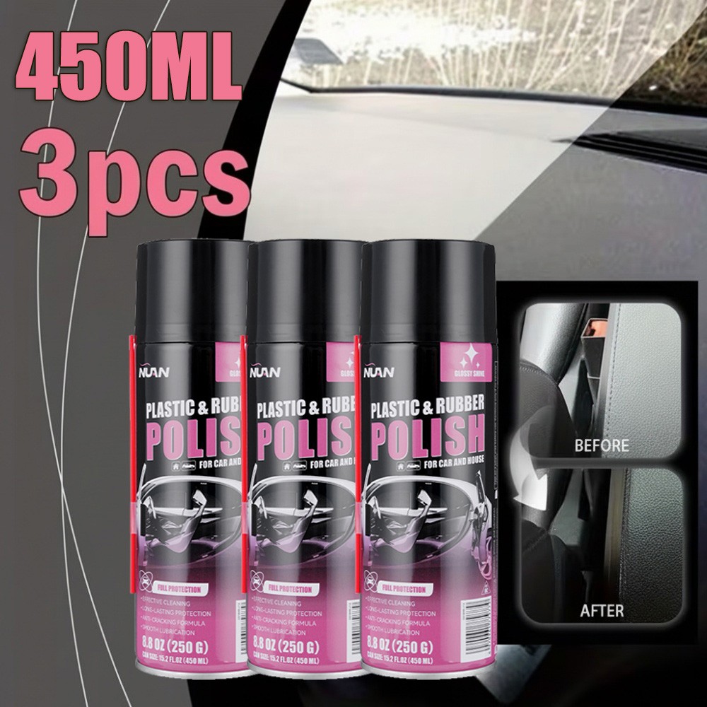 Car Interior Polish Cleaner – 3Pack 450ml & Cleaner Spray, Quick Shine Safe US