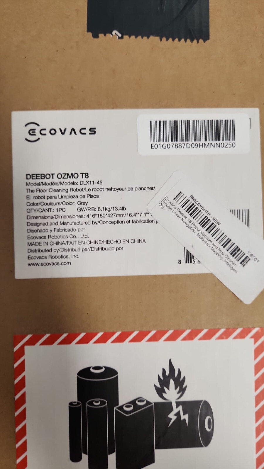 ECOVACS Deebot Ozmo T8 Robot Vacuum Cleaner & Mop Black Used