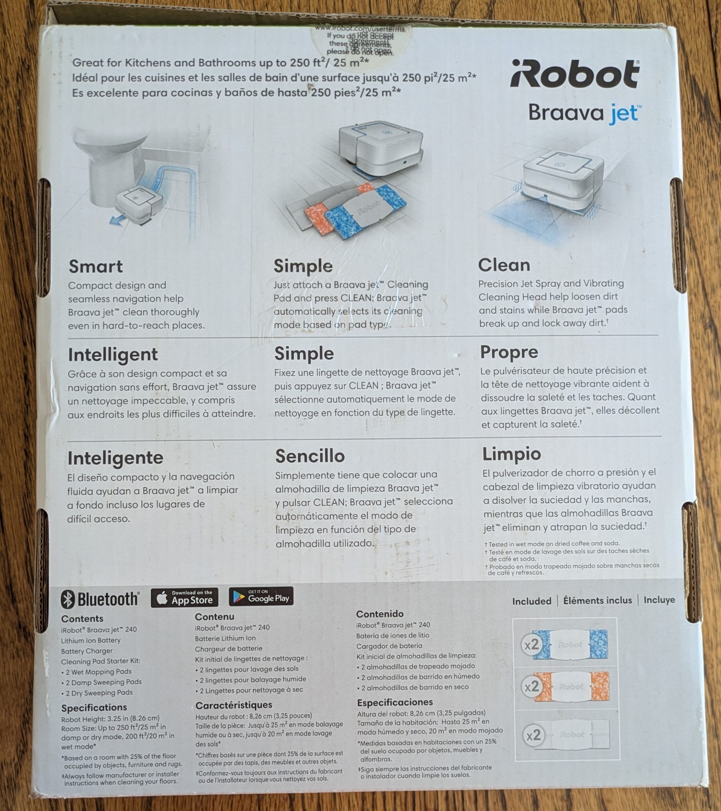 iRobot Braava Jet 240 Robot Mop App Control Precision Spray OPEN BOX Extra PADS