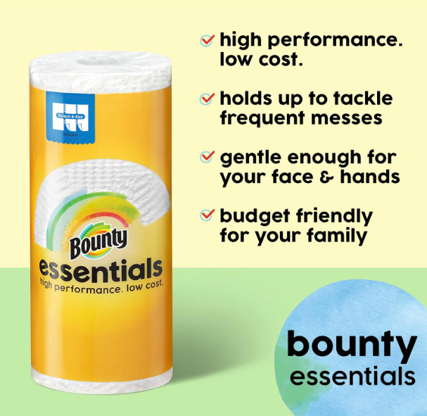 Bounty Essentials Select-A-Size Paper Towels White 2 Triple Rolls 6 Regular Roll