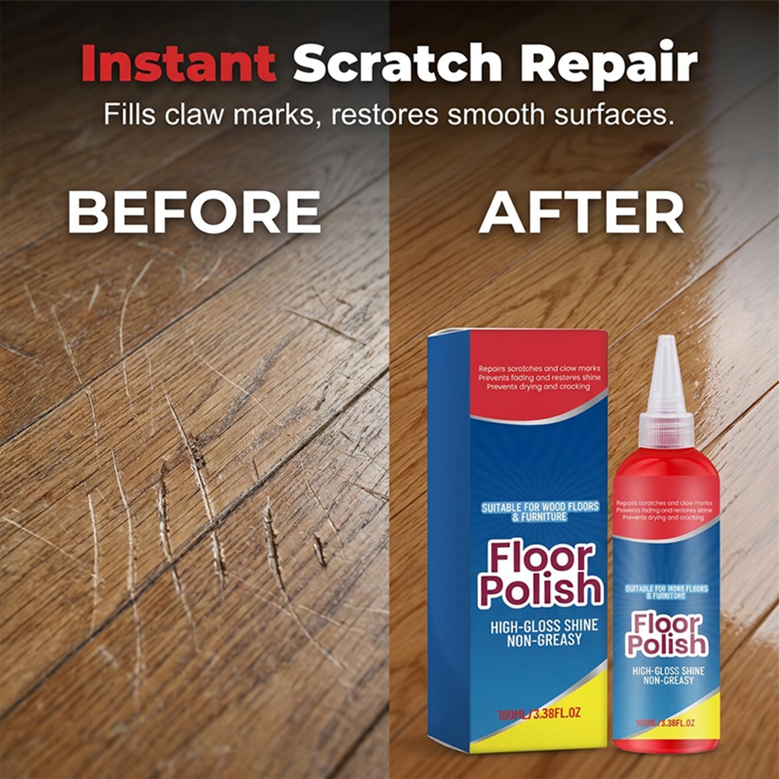 Wood Floor Polish Furniture Repair Polish High Gloss Shine Restorer Non-Greasy