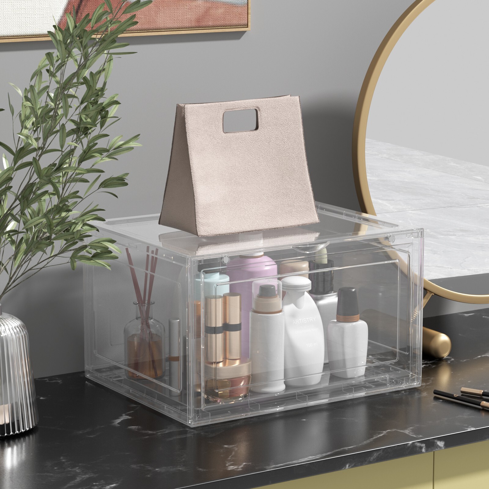 Kekow 12-Packs X-Large Shoe Storage Box Clear Plastic Stackable Shoe Organizer