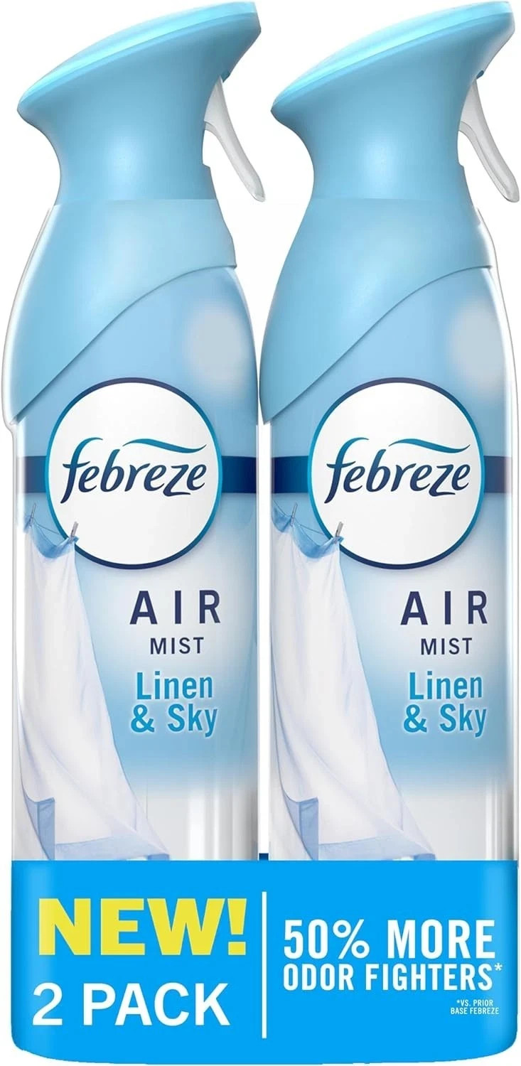 Febreze Air Mist Spray 8.8 oz (2 Pack) | Linen & Sky Scent Room Odor Eliminator