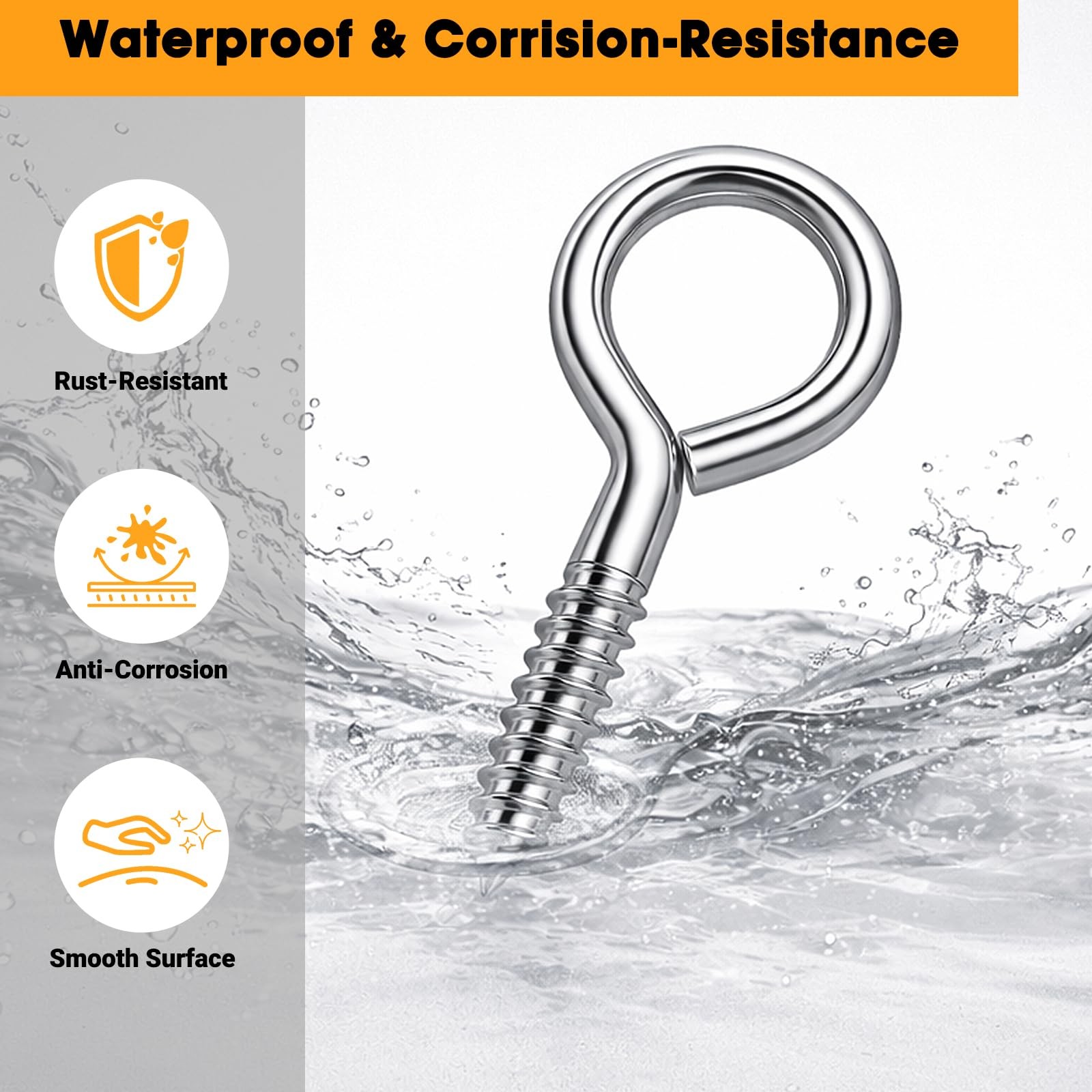 250Pcs Eye Screws, 9 Size 0.75″-1.75″ Eye Hooks Screw