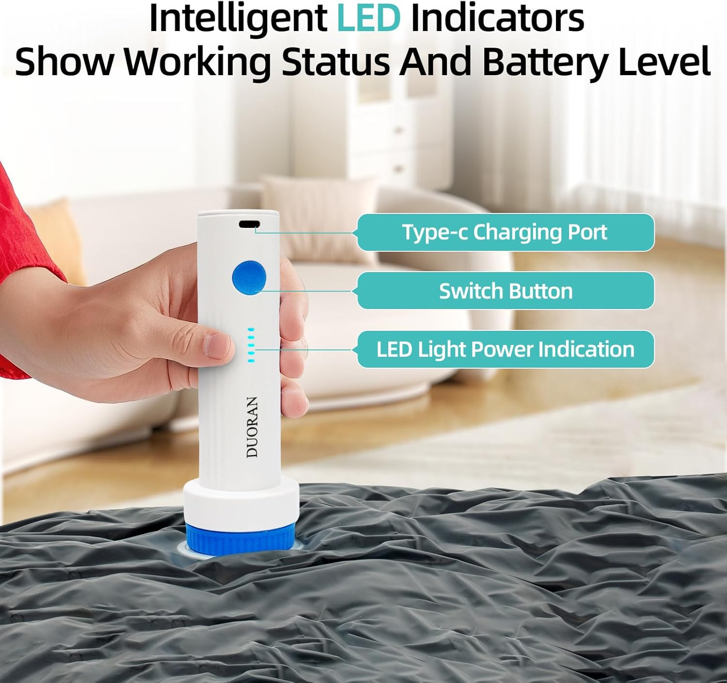 Cordless Electric Vacuum Pump for Vacuum Storage Bags Travel Air Pump, Portable