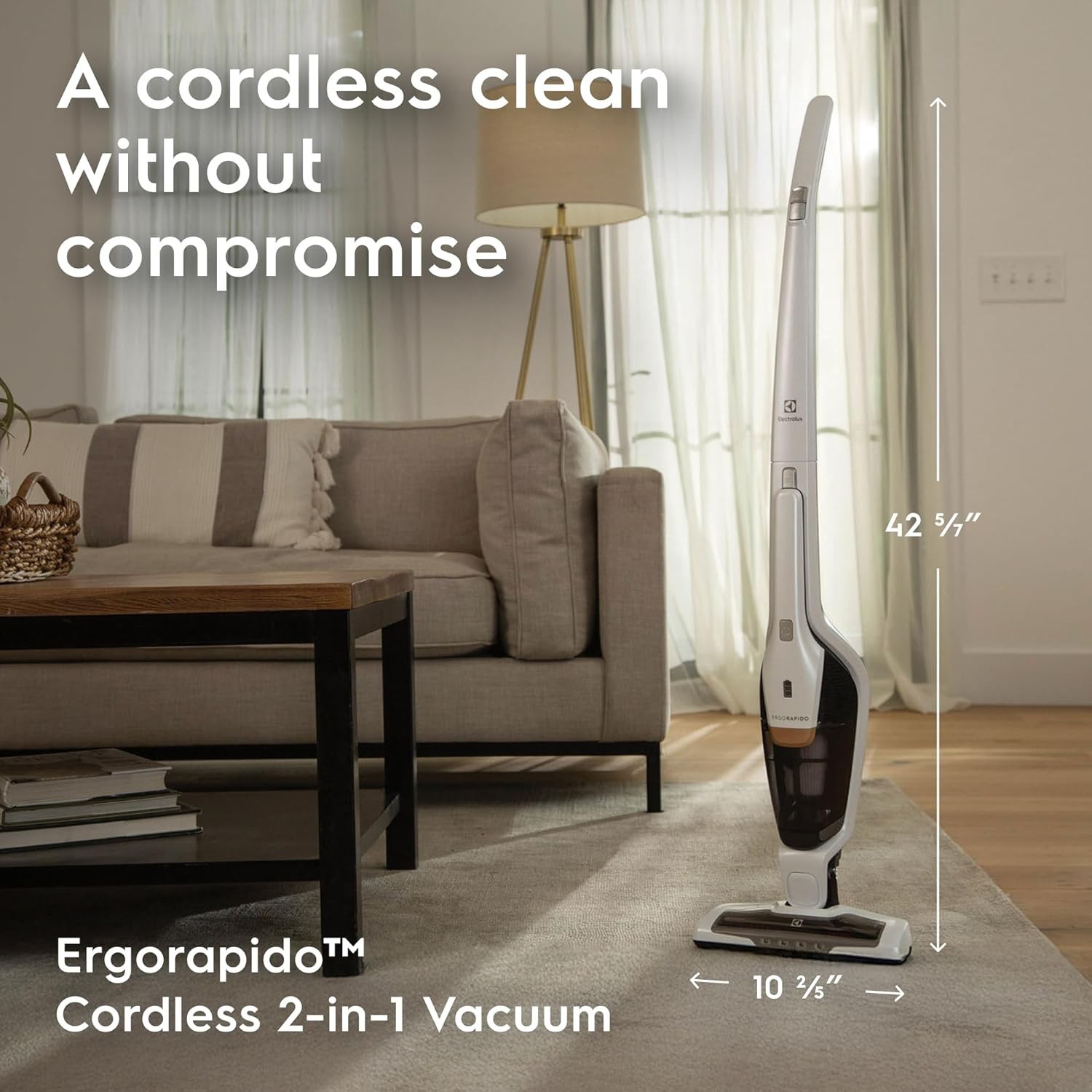 Ergorapido Cordless 2-in-1 Vacuum Cleaner with High Suction Power and 180° Ea…