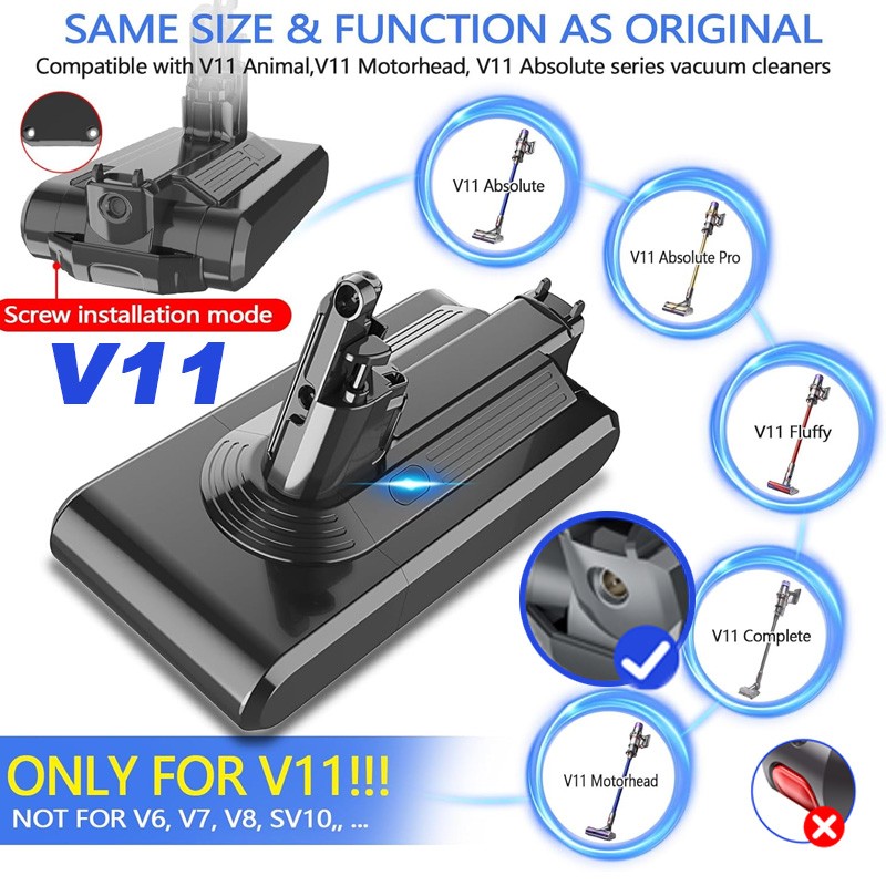 For Dyson V11 Screw-in Battery SV14 V11 Absolute Complete Battery / Filter Set