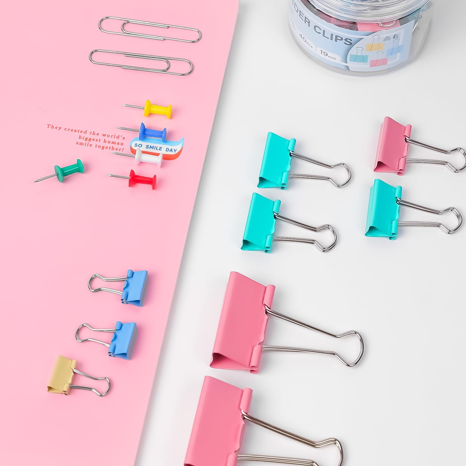 WORPSON 408 PCS Binder Clips Paper Clamps Assorted Sizes 408 Pcs, Multicolor