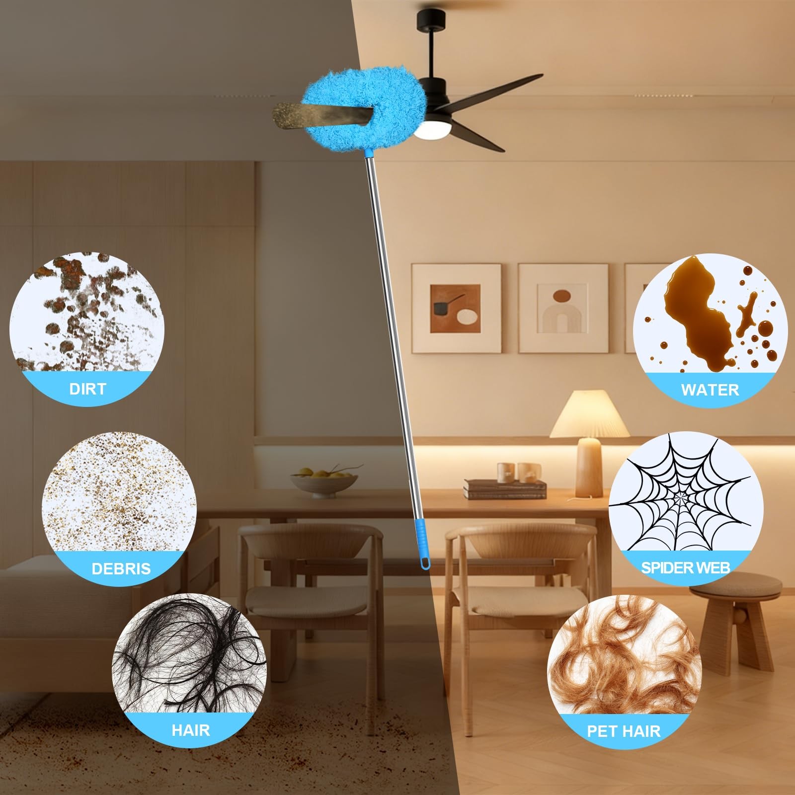 13-50 Inches Ceiling Fan Duster with Extension Pole