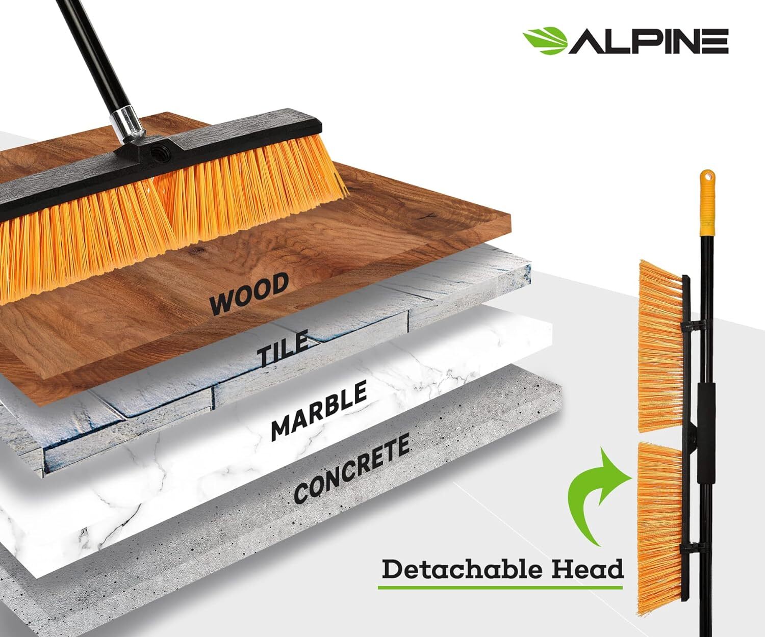 Alpine Industries Push Broom Heavy Duty Smooth Surface