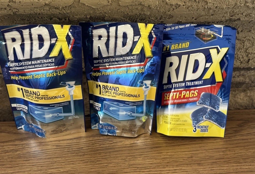 Rid-X Open Bags 5 Packs Septic System Treatment Septi-Pacs 3 months doses 3.2 oz
