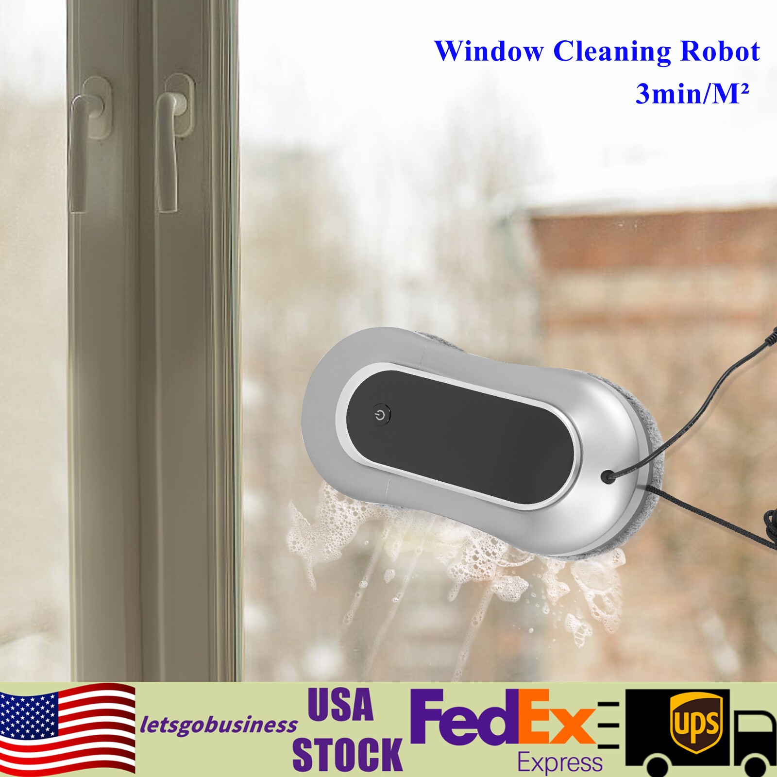 80W Bilateral Ultrasonic Nozzles Remote Silver-gray Smart Window Cleaning Robot