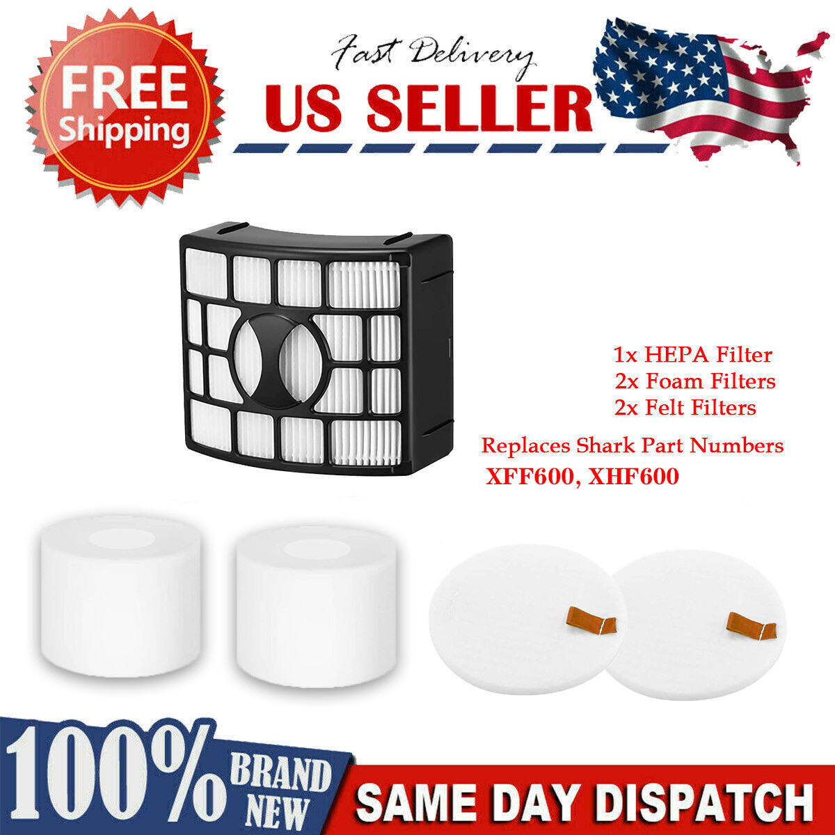 1 HEPA+2 Foam&Felt Filter For Shark Brushroll Lift-Away Upright Vacuum UV700