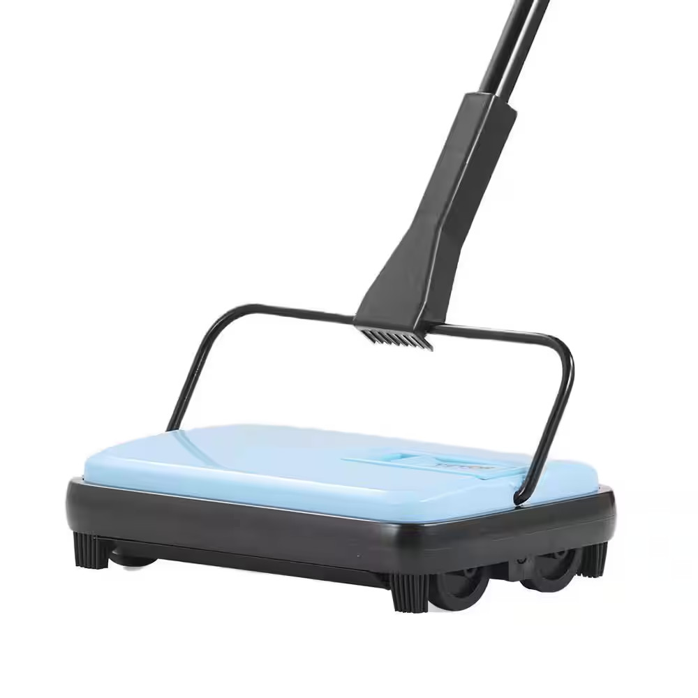 Blue Manual Cordless Carpet Sweeper-Pet Hair/Dust Cleaning Home Office