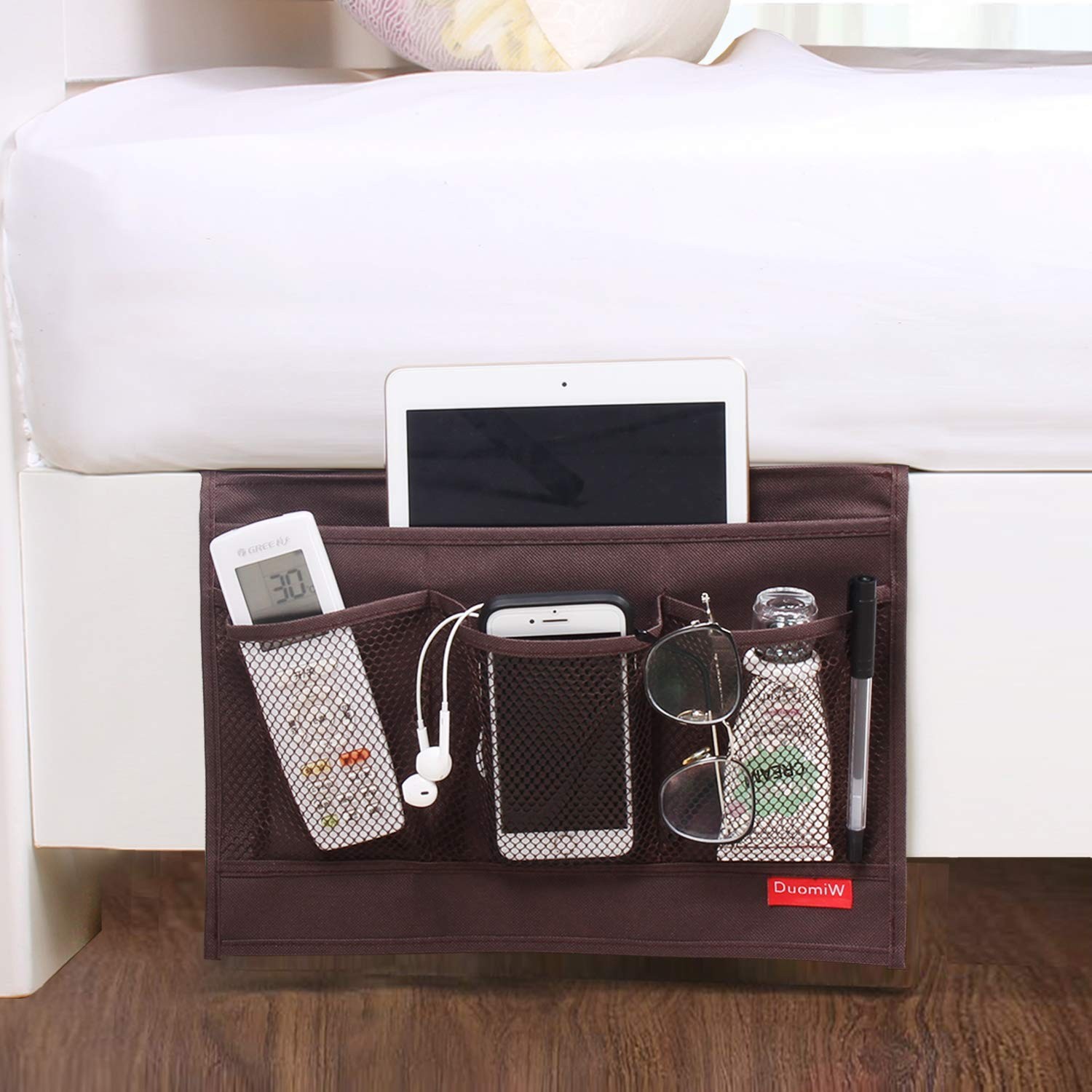 Bedside Storage Organizer Caddy Table Cabinet TV Remote Control Brown