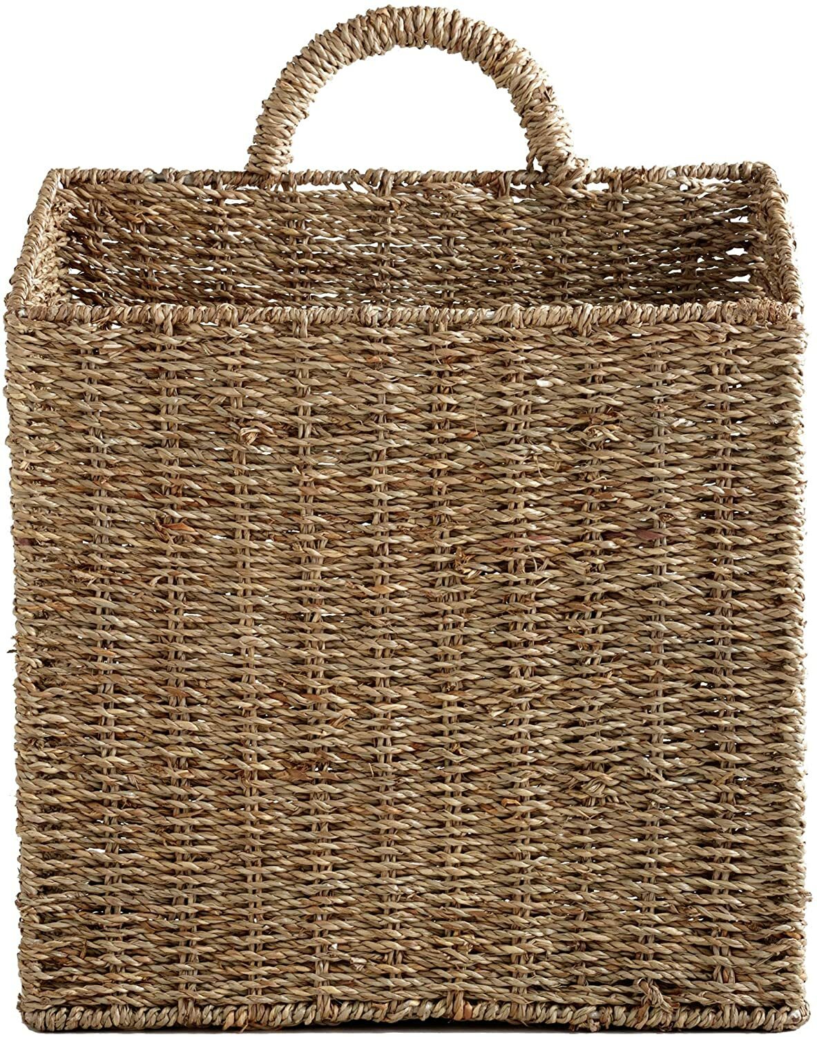 MyGift Woven Hanging Wall Mounted Basket Rustic Home Décor – Large