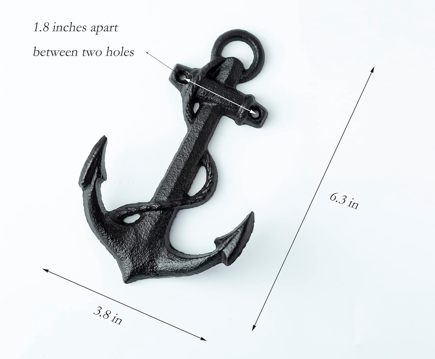 3 Pcs Cast Iron Anchor 6 1/3” Decorative Wall Hooks Vintage Coat Towel Antique