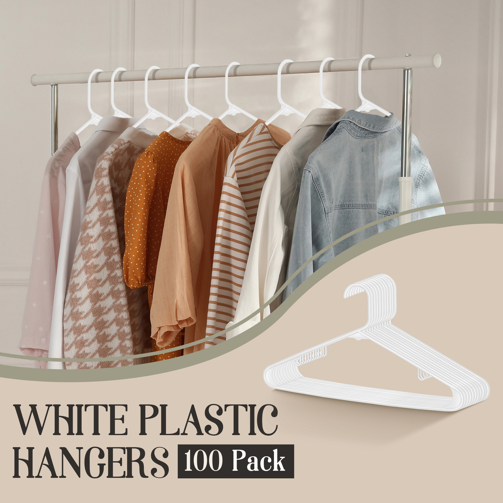 Premium Quality Clothes Hangers (100 Pack) Plastic Gallus Shirt Hanger