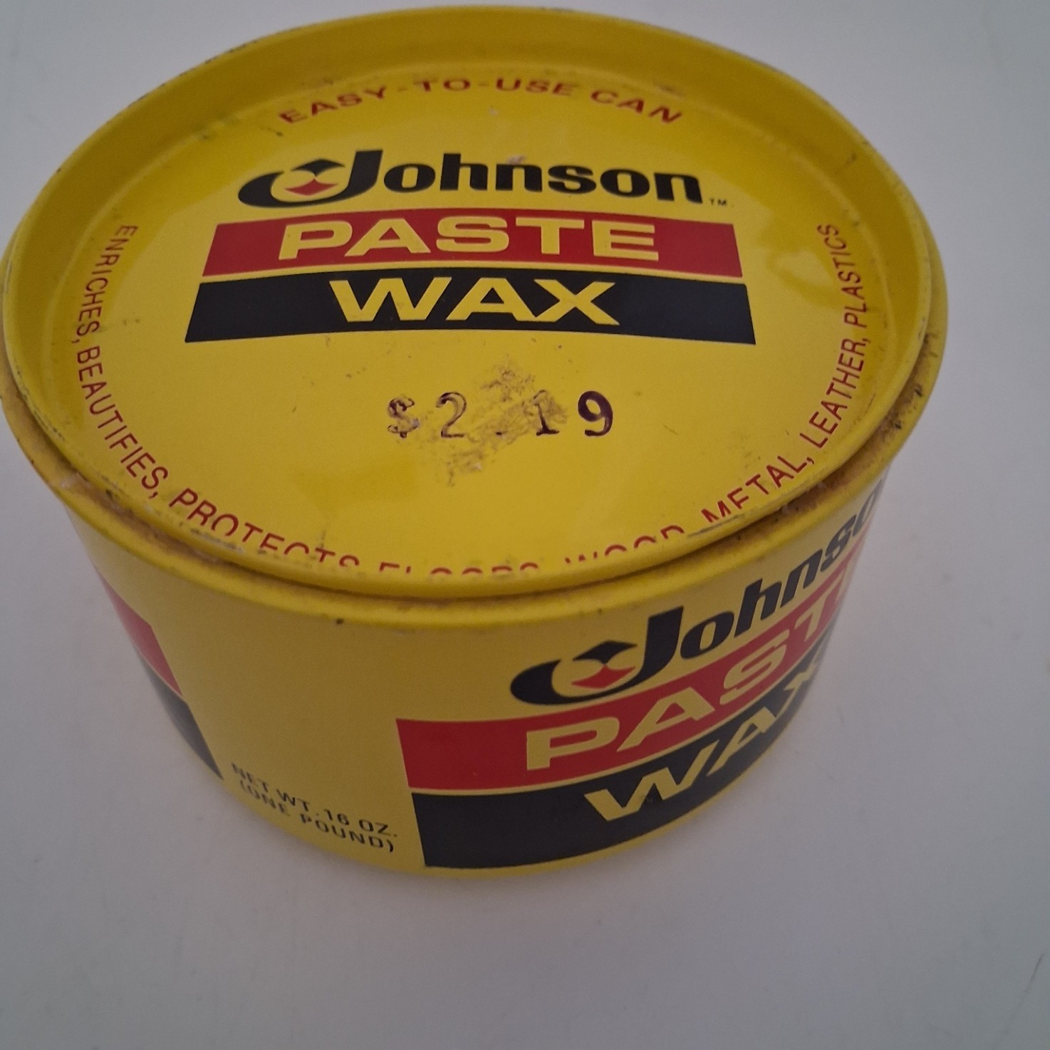 Vtg Pre-1980 Johnson’s Paste Wax Original Formula 16 oz Full Tin 1 lb 3.5oz