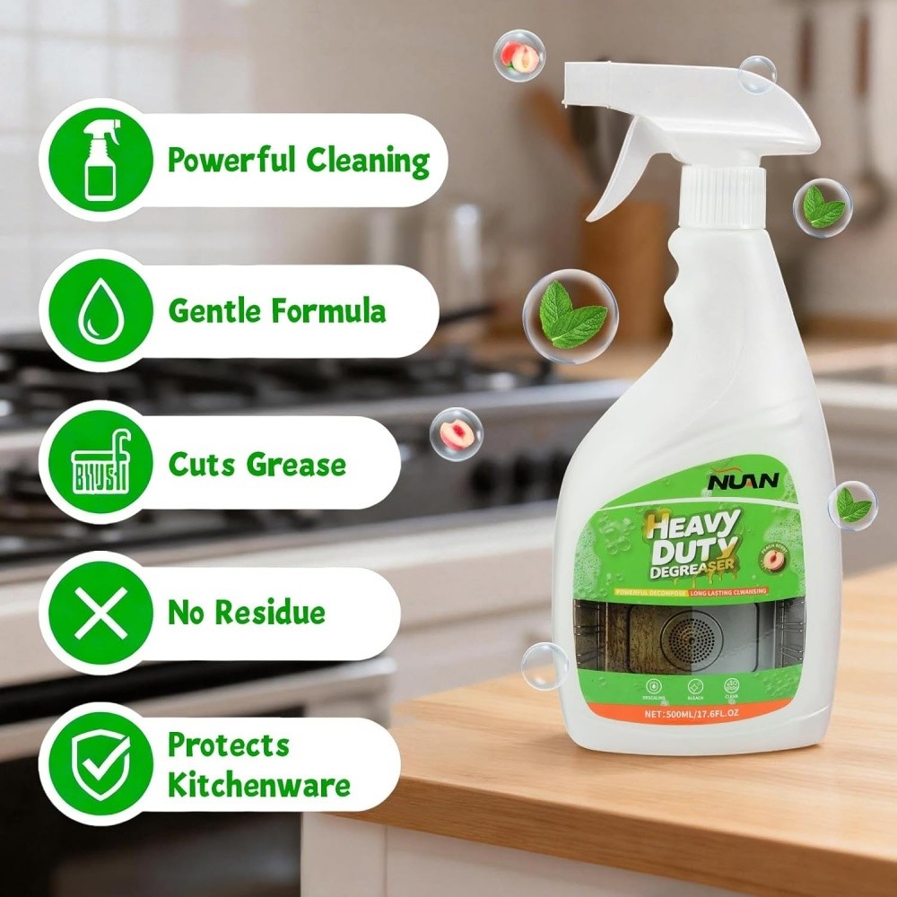 1/2Pack NUAN Cleaner Degreaser Spray, 16.91 oz, Heavy Duty Cleaner for Grease