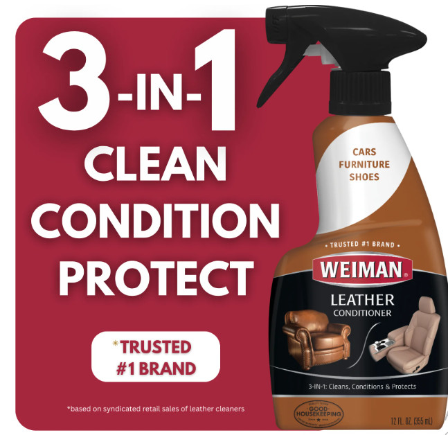 Weiman LEATHER CONDITIONER CLEANER Protect Restore Car Auto Seat Sofa 12oz spray