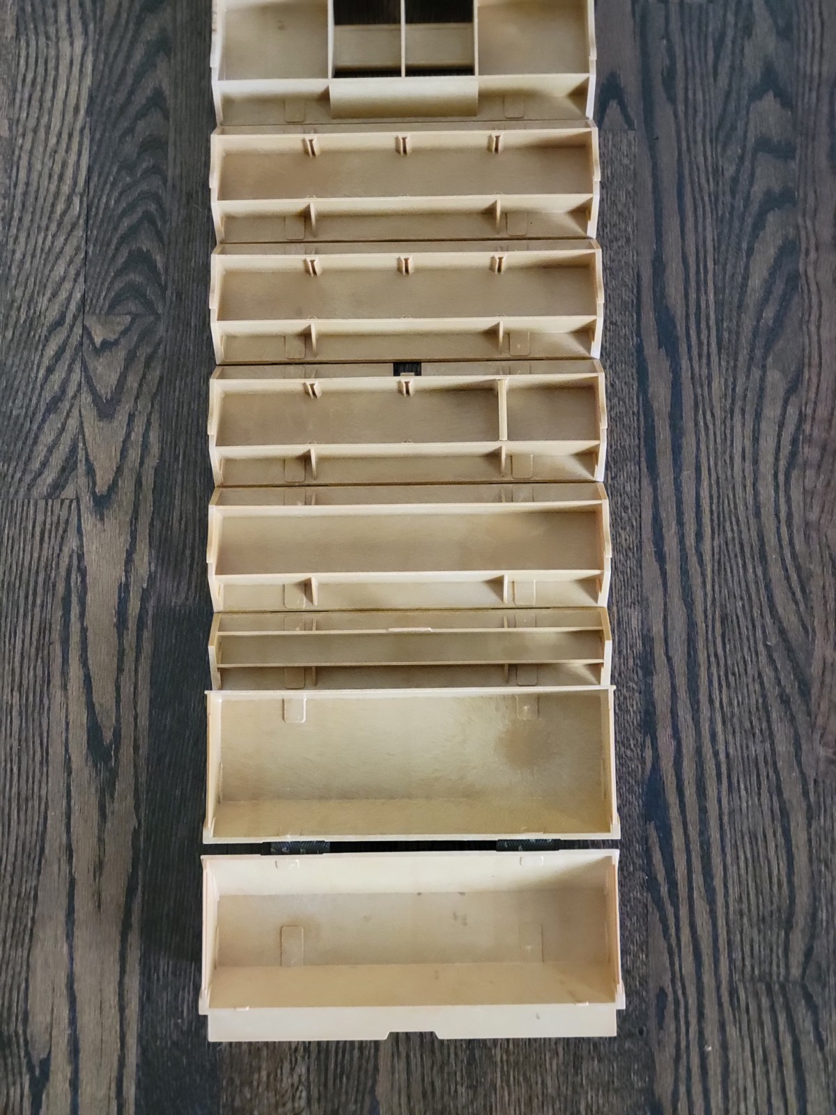 Vintage ROLYKIT Storage System Organizer Box Beige Brown Sewing Crafts Tools
