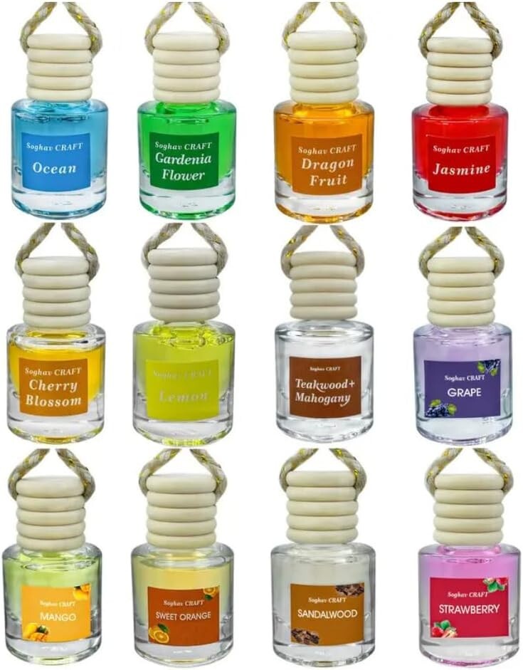 12 Pcs Hanging Car Air Freshener, Long Lasting Fragrance Diffuser , 8ml ea