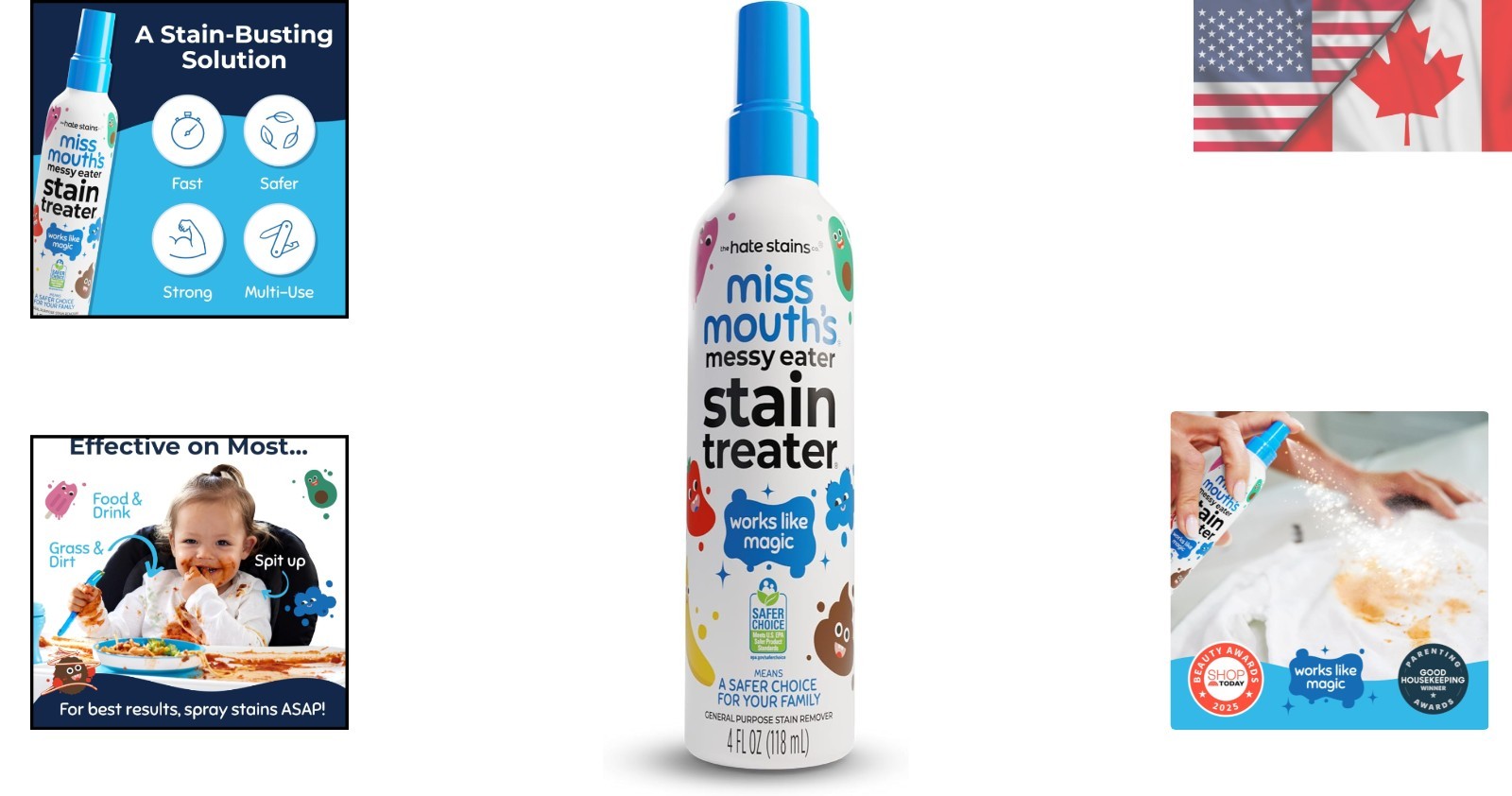 Messy Eater Stain Treater Spray – 4oz Biodegradable Stain Remover for Babies
