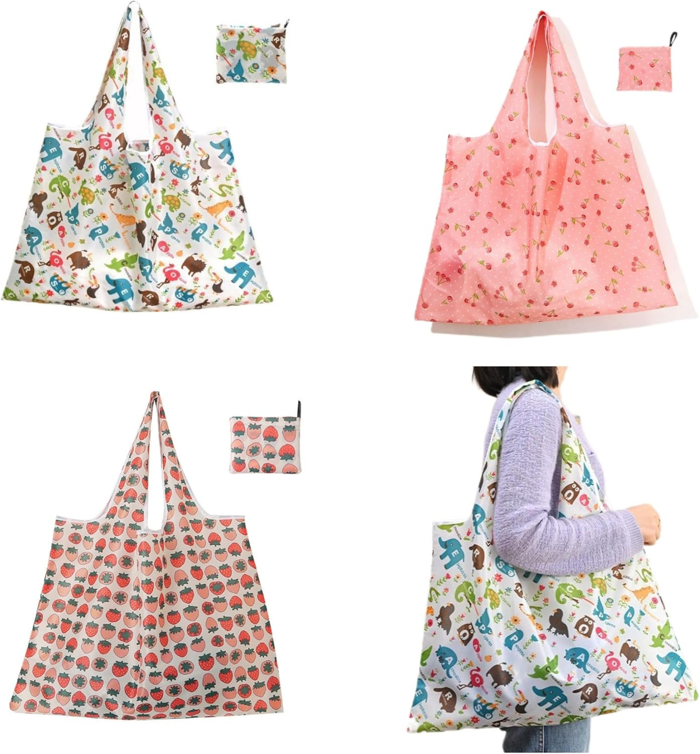 3pk Extra Large Reusable Shopping Bags Foldable 50lbs Capacity Grocery Totes Set