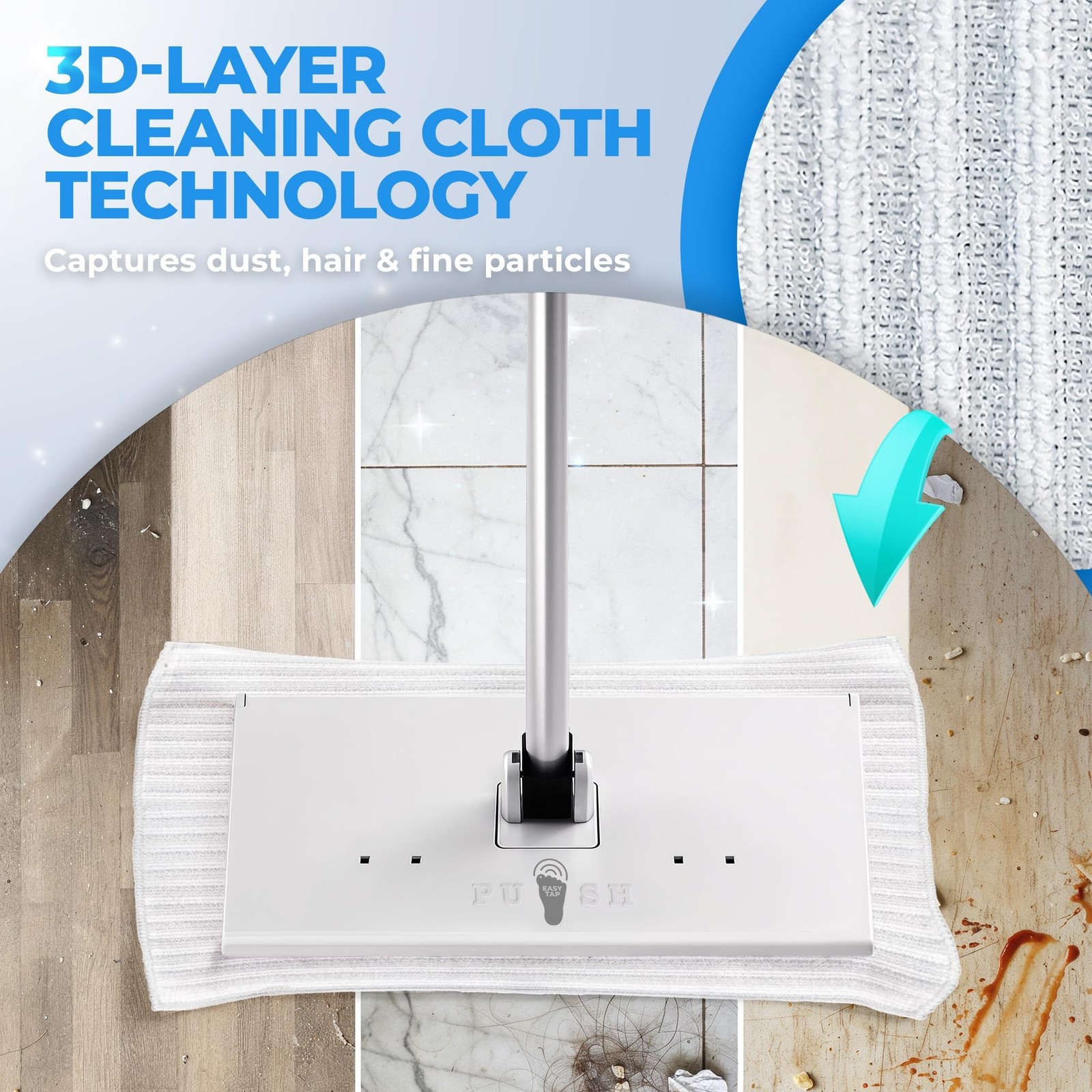 Hands-Free Flat Floor Mop & Sweeper – Foot-Tap Lock System Compatible with Mo…