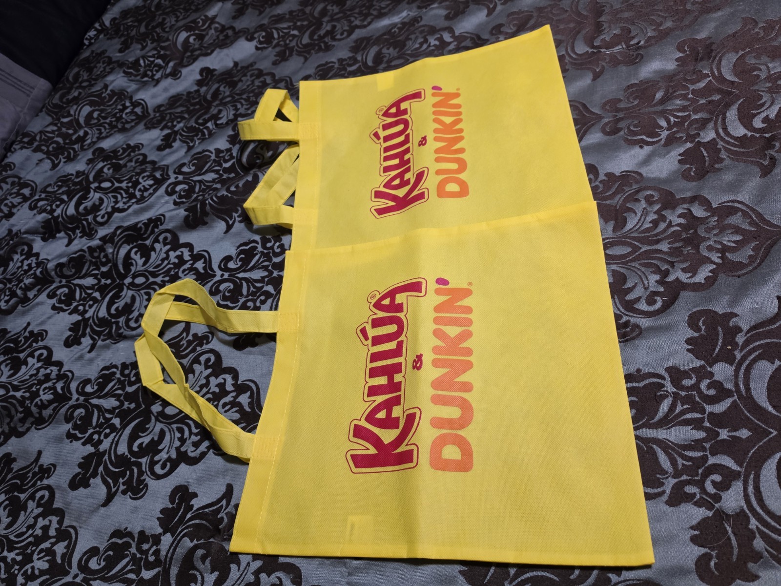2- Kahlua & Dunkin Yellow Resuable Shopping Bags