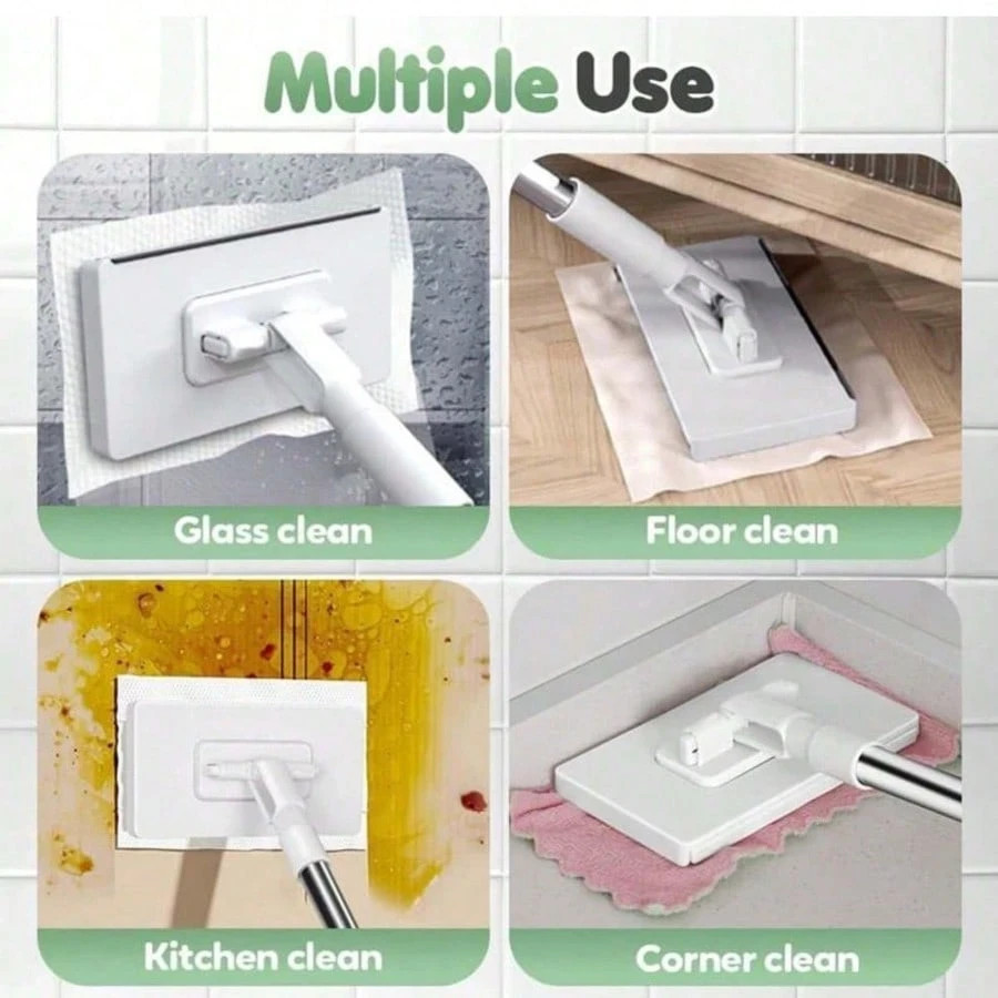 Mini Flat Mop with Long Handle Hands-Free Cloth Replacement Wall Window Cleaner