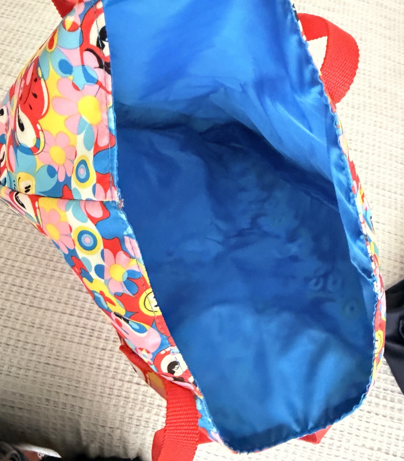 Estée Lauder Multicolor All-Over Print Tote Reusable Shopping Bag, Red Handles