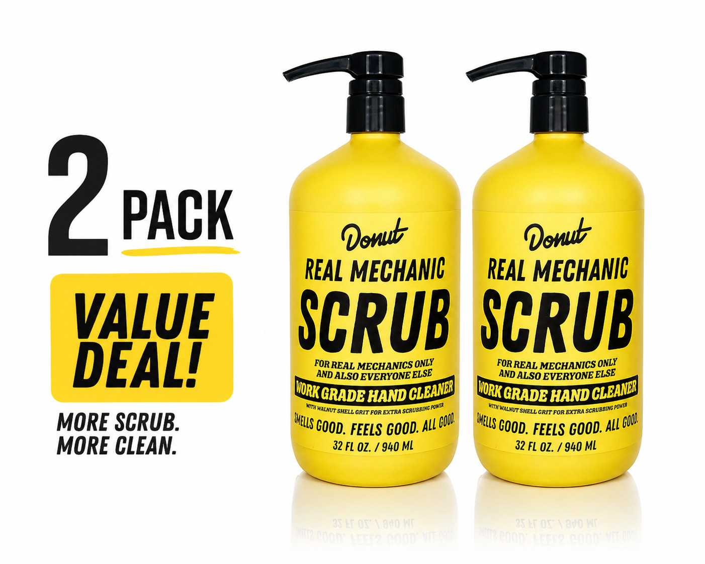 Donut Mechanic Hand Scrub Cleaner 32oz Pump Heavy Duty Grease Soap 2 Pack