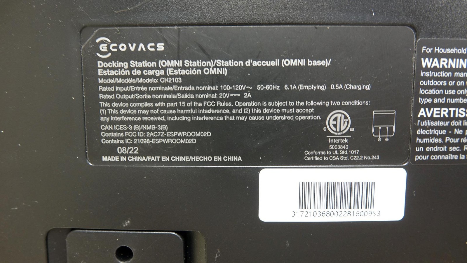 Ecovacs Deebot X1 Omni Robotic Vacuum Cleaner – Black ~ FREE SHIPPING