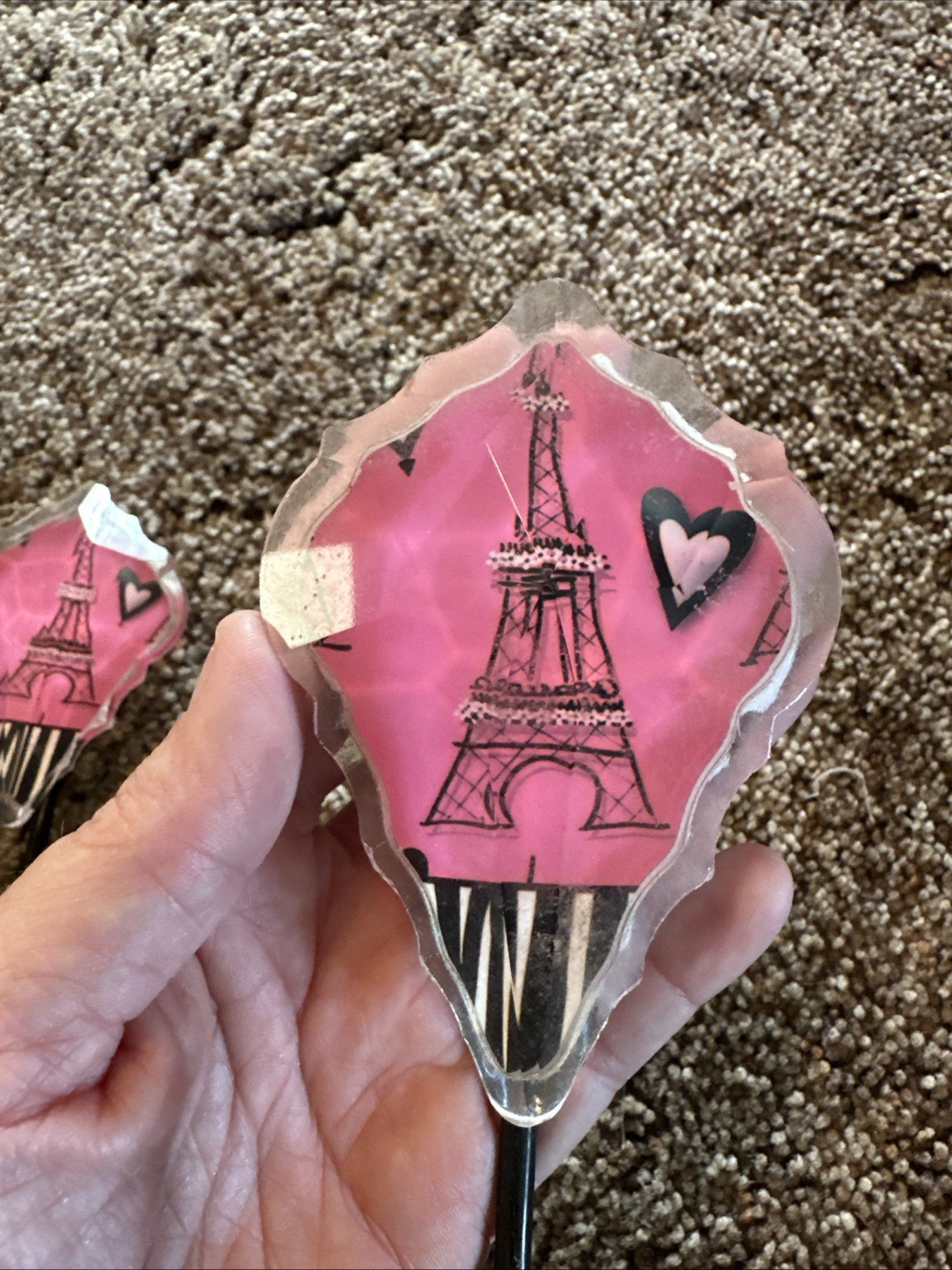 Beautiful And Romantic Paris Theme Pink Wall Hook Set 5.5” H