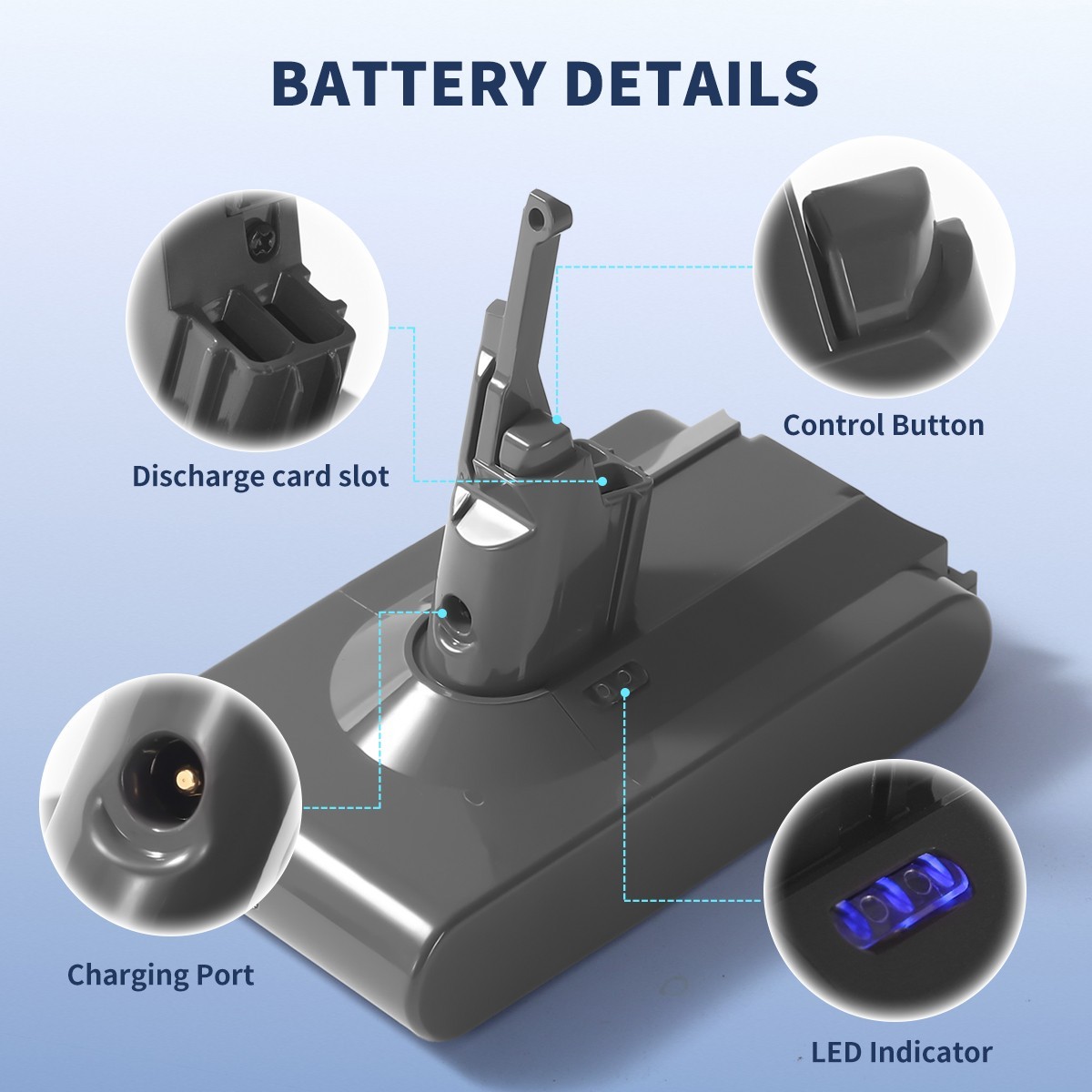 Rechargeable Battery Pack For Dyson V8/SV10 Series ~ 3000mAh 21.6V FH8